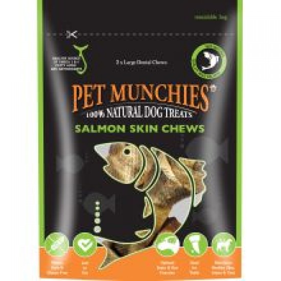 Pet Munchies 100 Natural Large Salmon Skin Chews