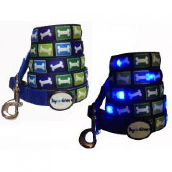 Dog E Glow Blue Bone Lead