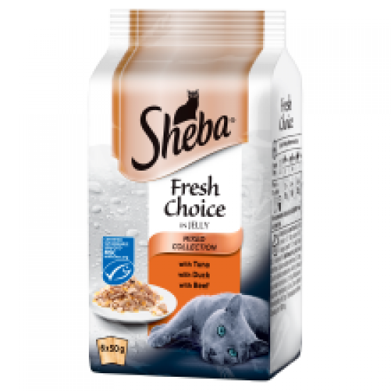 Sheba Fresh Choice Cat Pouches Mixed Selection in Jelly 6 Pack