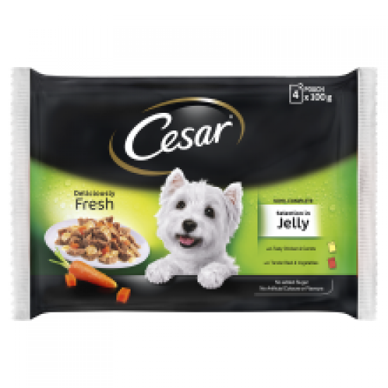 Cesar Pouch Deliciously Fresh Selection in Jelly 4 Pack