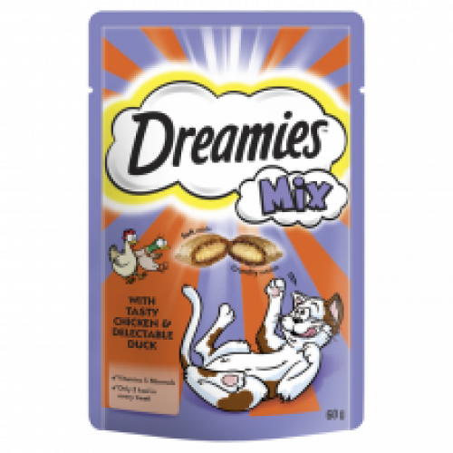 Dreamies Mix Cat Treats with Tasty Chicken & Delectable Duck Dreamies Mix Cat Treats with Tasty Chicken & Delectable Duck