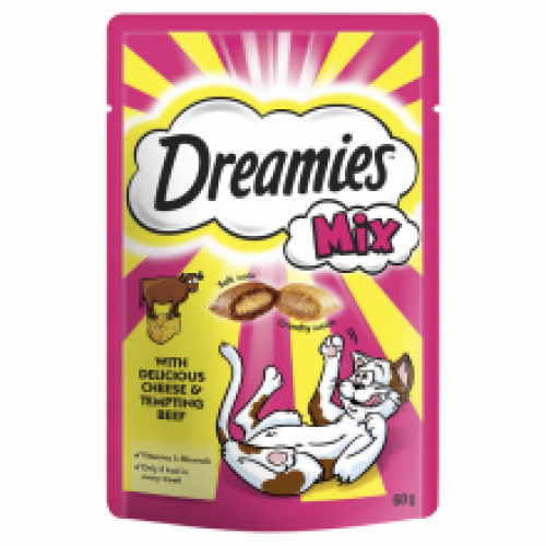 Dreamies Mix Cat Treats with Delicious Cheese & Tempting Beef Dreamies Mix Cat Treats with Delicious Cheese & Tempting Beef