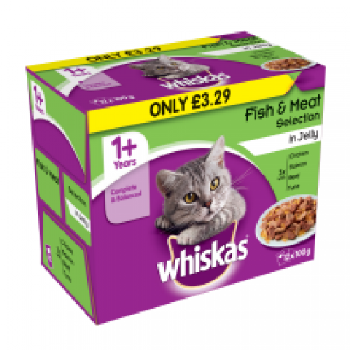 Whiskas Pouch Fish & Meat Selection pm £3.29 12 Pack x 100g Whiskas Pouch Fish & Meat Selection pm £3.29 12 Pack x 100g