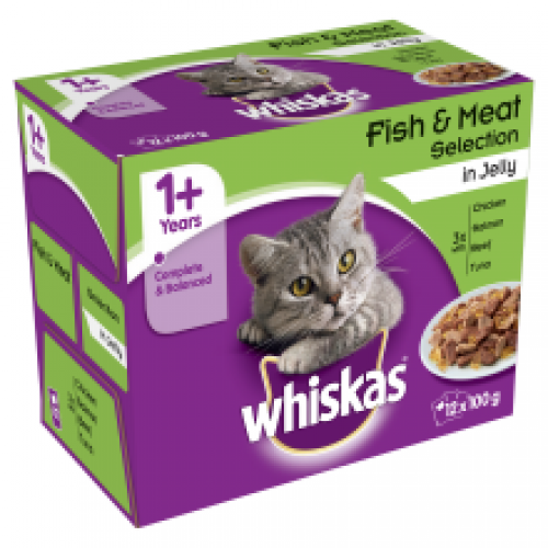 Whiskas Pouch Fish & Meat Selection in Jelly 12 Pack Whiskas Pouch Fish & Meat Selection in Jelly 12 Pack
