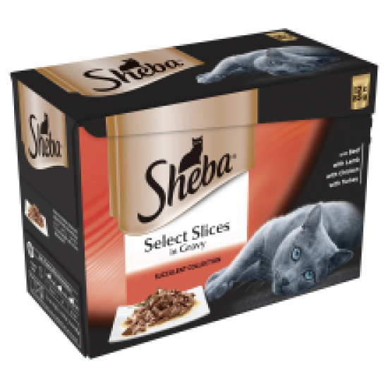 Sheba Pouch Select Slices Meat Gravy 12 Pack