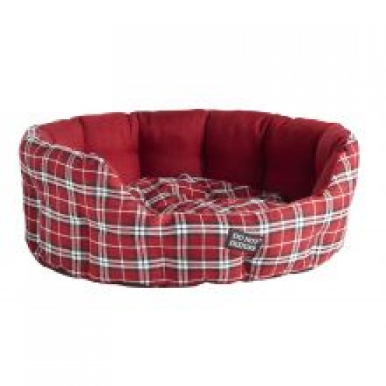 Do Not Disturb Oval Bed Red Tartan