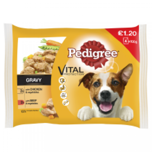 Pedigree Pouch Beef & chicken 4pk pm£1.20 Pedigree Pouch Beef & chicken 4pk pm£1.20