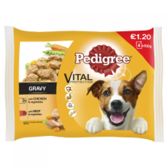 Pedigree Pouch Beef & chicken 4pk pm£1.20