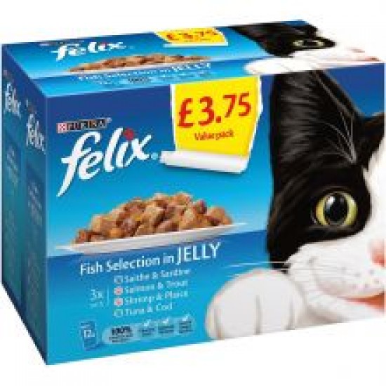 Felix Pouch Fish Selection in Jelly 12pk £3.75