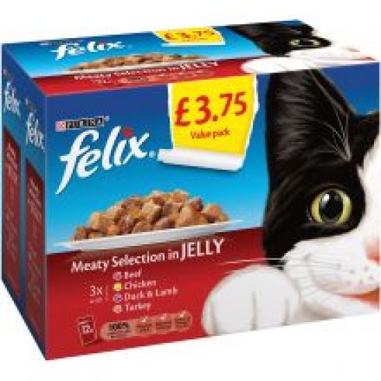Felix Pouch Beef Selection in Jelly 12pk £3.75