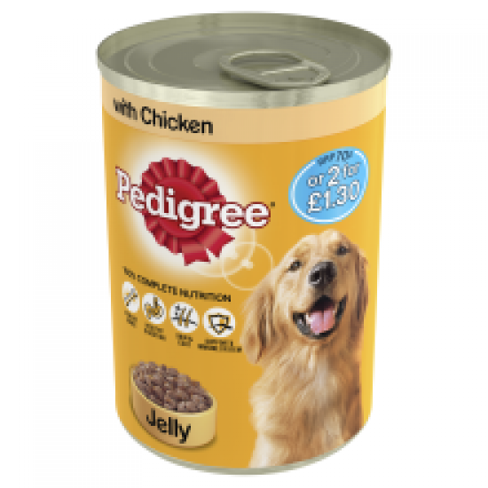 Pedigree Dog Tin with Chicken in Jelly 385g (MPP 70p)