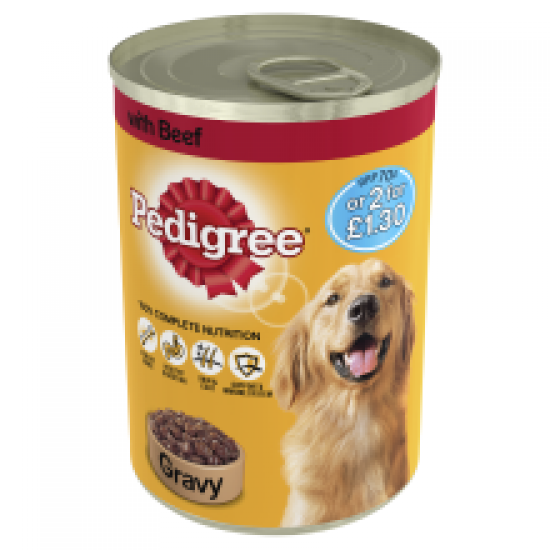 Pedigree Dog Tin with Beef in Gravy 400g (MPP 70p)