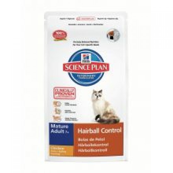 Hills Science Plan Feline Mature Adult 7+ Hairball Control with Chicken
