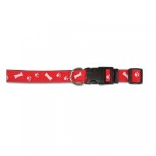 Ancol Paw & Bone Adjustable Collar Red