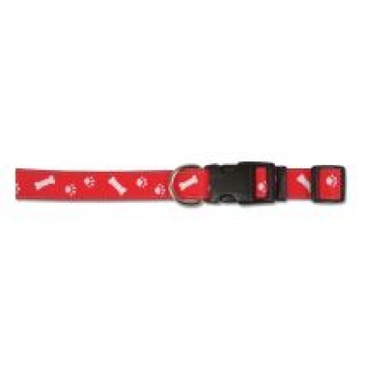 Ancol Paw & Bone Adjustable Collar Red