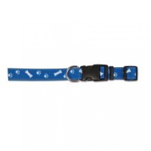 Ancol Paw & Bone Adjustable Collar Blue