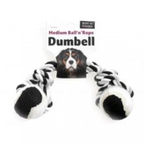 Ruff 'N' Tumble Tennis Ball & Rope Dumbell 180g Ruff 'N' Tumble Tennis Ball & Rope Dumbell 180g