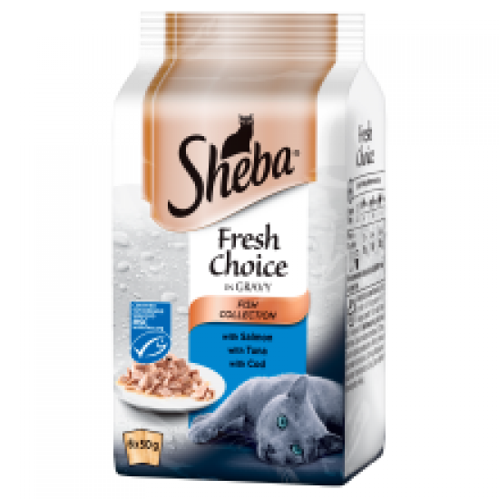 Sheba Pouch Fresh Choice Chunks in Gravy Fish 6 Pack