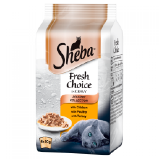 Sheba Pouch Fresh Choice Chunks in Gravy Poultry 6 Pack