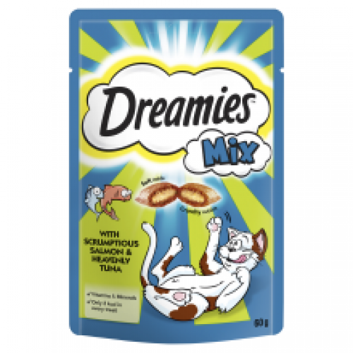 Dreamies Mix Cat Treats with Scrumptious Salmon & Heavenly Tuna Dreamies Mix Cat Treats with Scrumptious Salmon & Heavenly Tuna