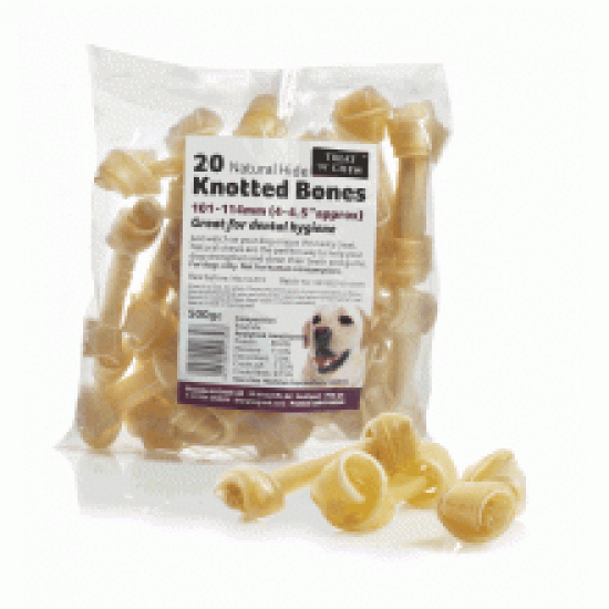 Treat 'N' Chew Natural Hide Knotted Bones 4-4.5