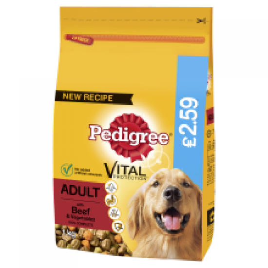 Pedigree Dog Complete Dry with Beef and Vegetables 1kg (MPP £2.59)