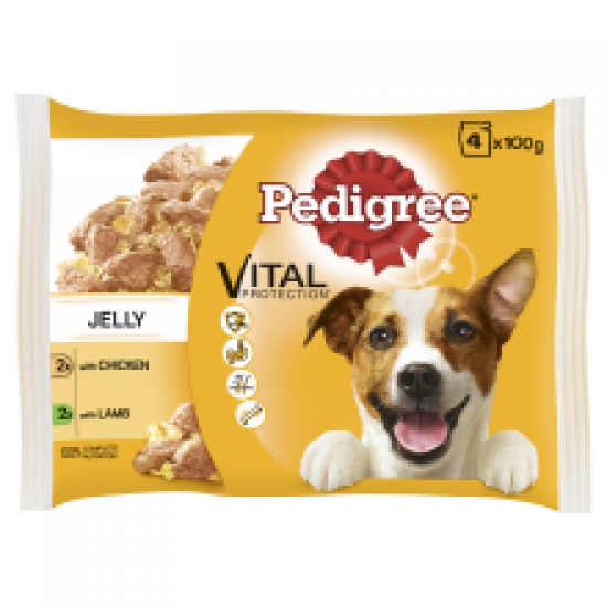 Pedigree Pouch in Jelly Chicken & Lamb 4 Pack