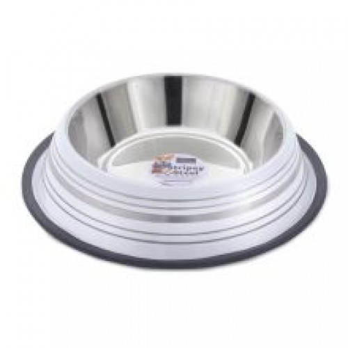 Fed 'N' Watered Stainless Steel Stripey Bowl - White