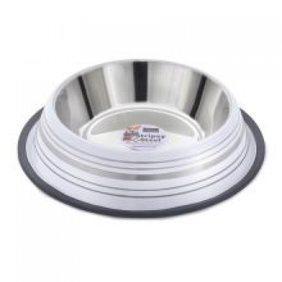 Fed 'N' Watered Stainless Steel Stripey Bowl - White