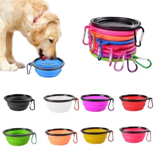 350ML Portable/Collapsible Travel Pet Dog Bowl with Clip – Various Colours